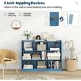 thumbnail image 5 of 8 Cubes Organizer Bookcase, 3-Tier Open Bookshelf, Horizontal Storage Cabinet with Anti-Tilt Device, Floor Standing Wooden Book Display Shelves for Bedroom, Classroom, Office (Blue), 5 of 16