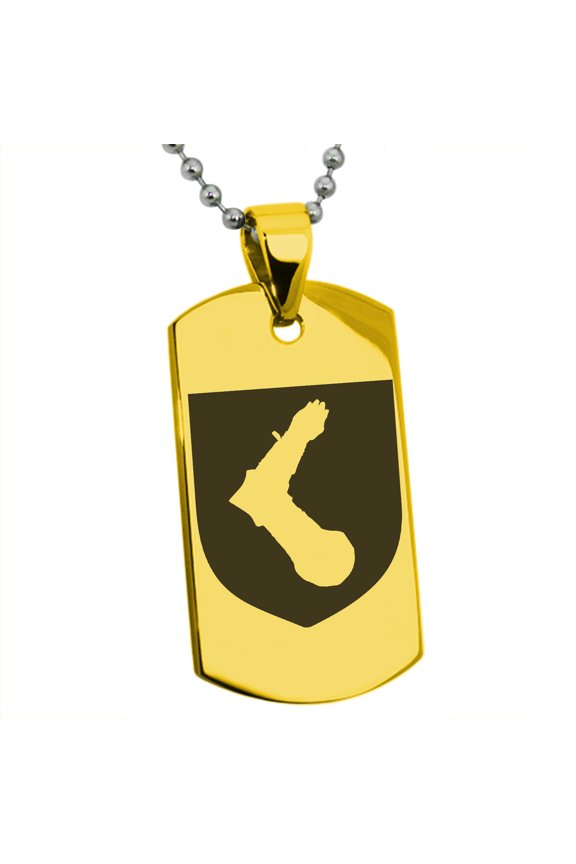 Stainless Steel Arm Armor Leadership Coat of Arms Shield Engraved Dog Tag Pendant Necklace