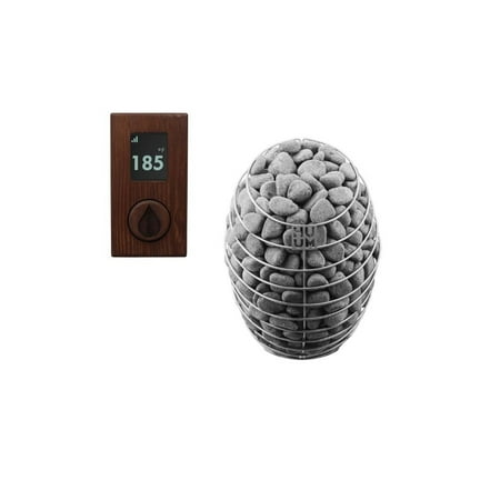 Drop 9 kW Sauna Heater + UKU Local Black + Display Panel Wood + Stones
