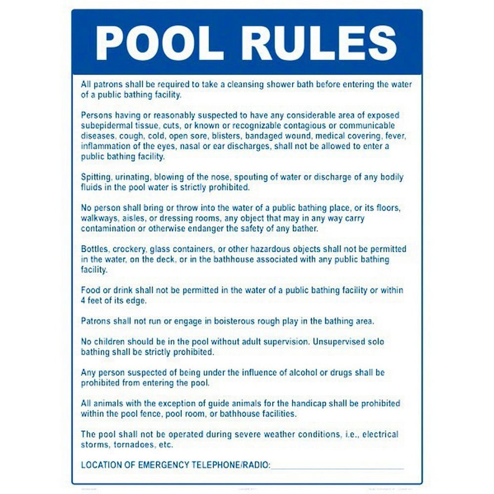 Aquatic 2023ws1824e 18 x 24 pool rules sign walmart walmart