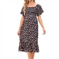 thumbnail image 1 of Vestidos Florales de para Mujer, Estilo Bohemio, Informal, de Verano, con Mangas Abullonadas, Estilo Occidental, MY112 Negro L, 1 of 7