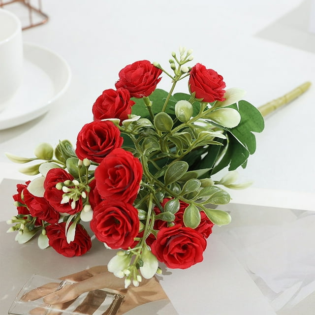 Aqestyerly Multi-Colored Artificial Flower Bouquets Home Wedding Decoration Multi-Purpose Romantic Accent for Events