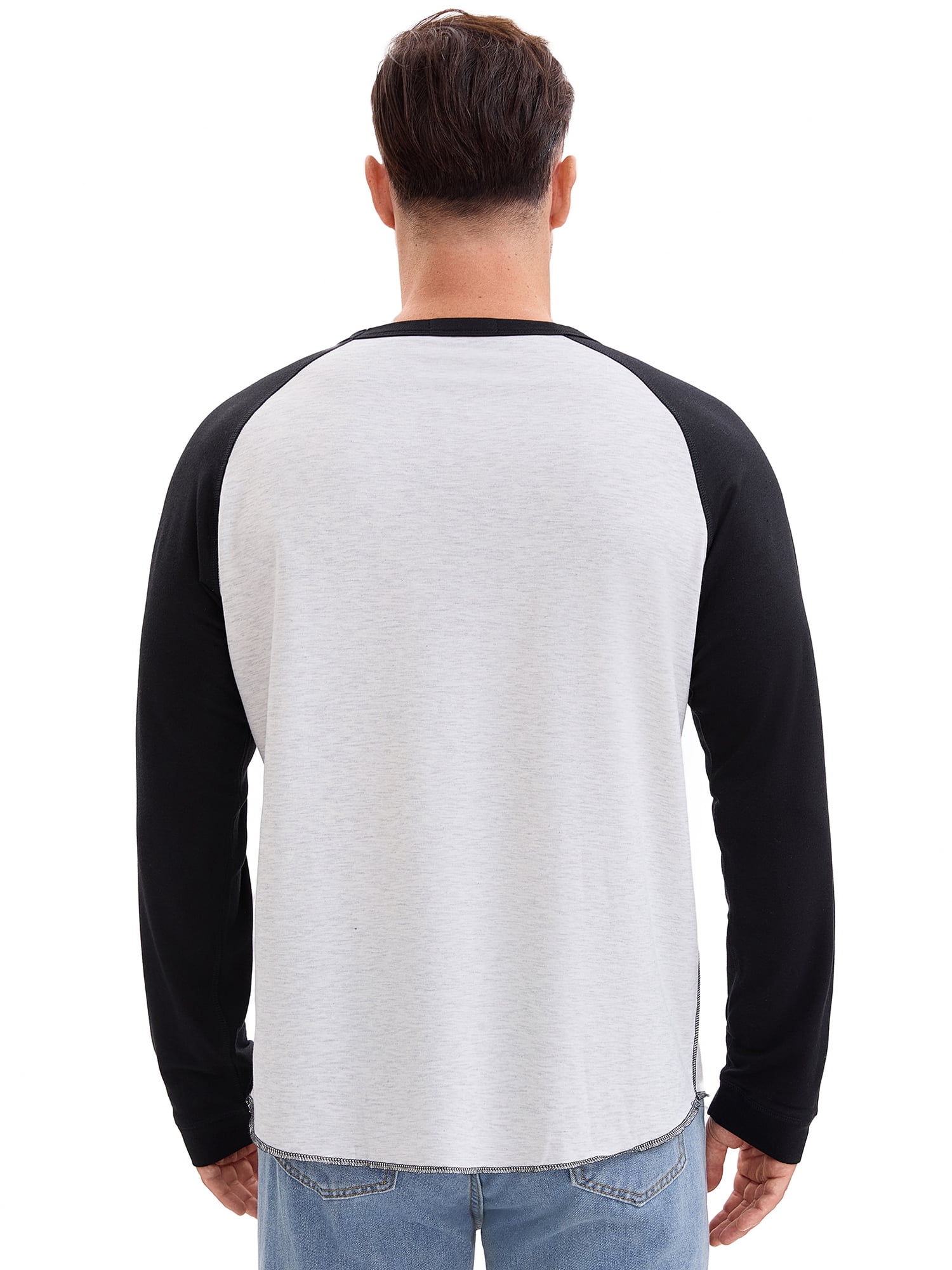DARING DIVA Men's Long Sleeve Color Block Casual Raglan T-Shirt M Black White