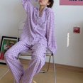 thumbnail image 1 of Pyjama style Coréen pour Femmes à Carreaux Mignon Printemps et Automne cardigan à Col Rabattu Manches Longues Tenue d'Intérieur, 1 of 5