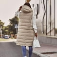 thumbnail image 3 of Womens hooded long winter Vest Sleeveless Hooded Long Puffy Vests Zip Up Quilted Thick Winter Jackets Outerwear with Pockets, 3 of 7