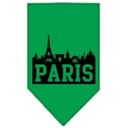 Angle View: Paris Skyline Screen Print Bandana Emerald Green Small