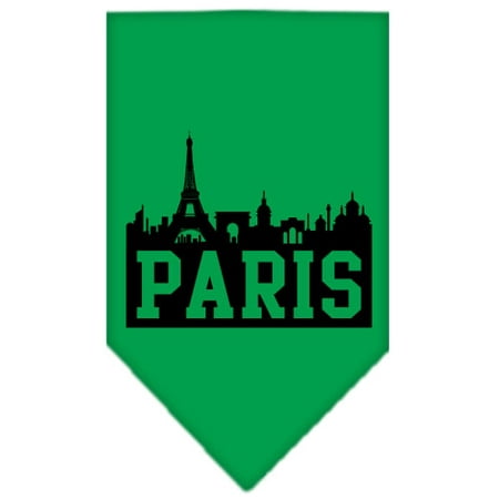 Paris Skyline Screen Print Bandana Emerald Green Small