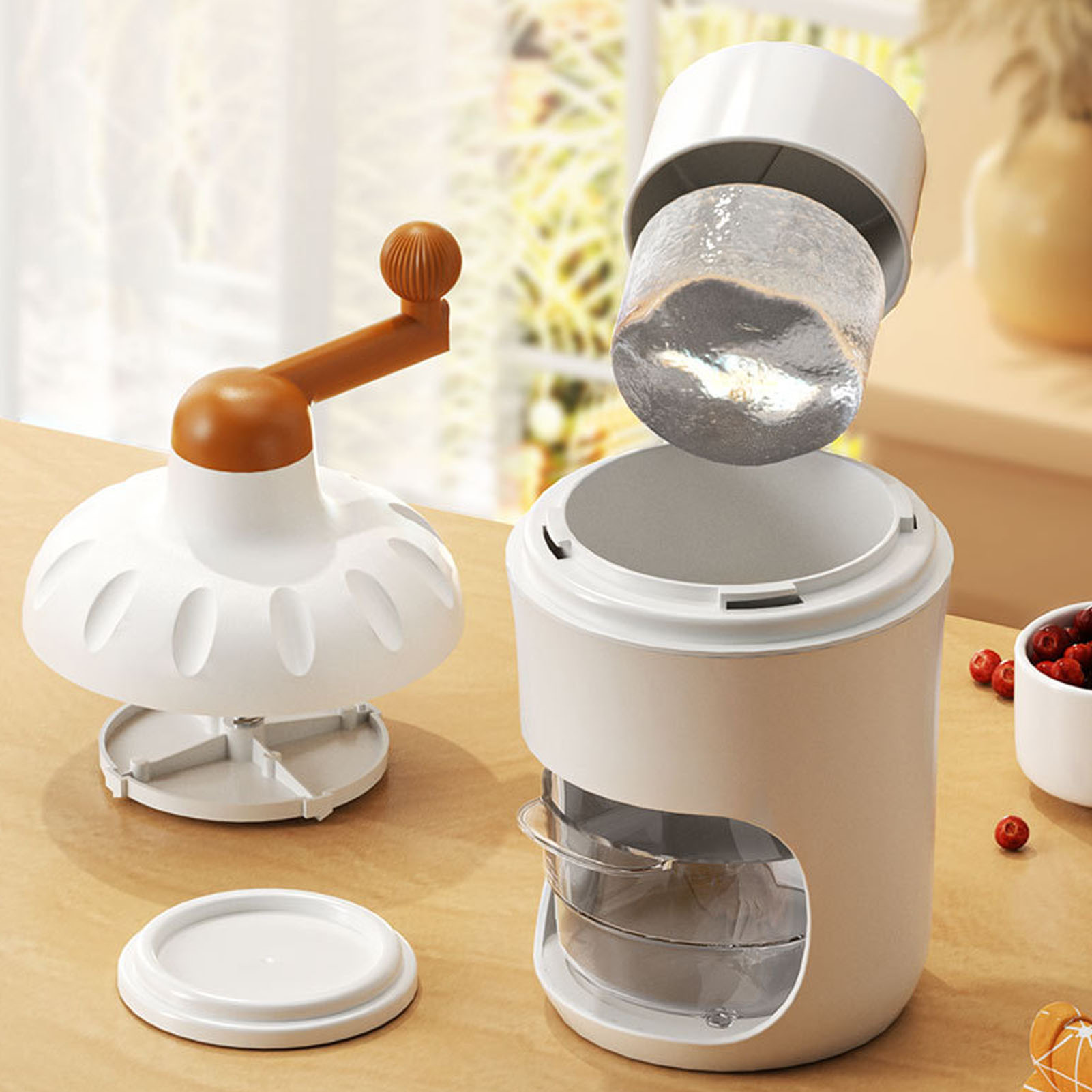 Yajisi Manual Shaved Ice Machine and Snow Cone Maker, Portable Hand Crank Ice Crusher with Freezing Mold for Home Kitchen (9.05 x 5.91 x 5.91 inches / 23 x 15 x 15 cm)