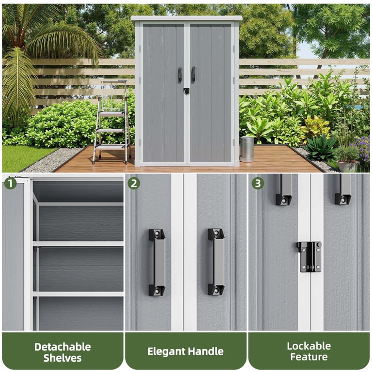 Uforic 60 Cu.Ft Outdoor Storage Shed, Weatherproof Tall Plastic