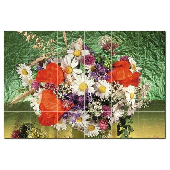 Flower Picture Ceramic Tile Mural Kitchen Backsplash Bathroom Shower, 404945-XL6