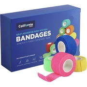 Self Adhesive Bandage Wrap - Self Adhering Non Woven Cohesive Bandage Rolls - Stretch Wrap - Multi Colored Neon (1 inch 24 Pack)