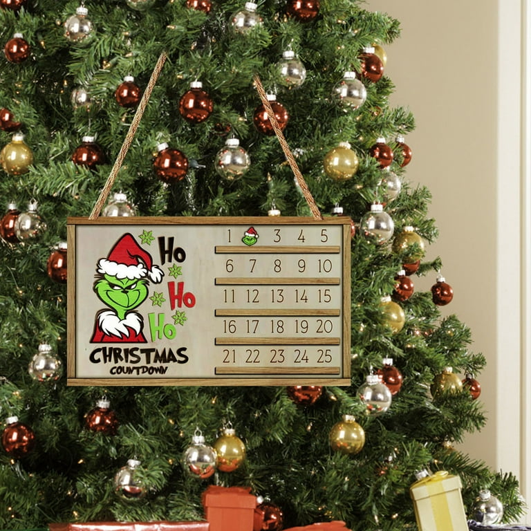 Cuoff Christmas Grinch Christmas Calendar Countdown Wooden Festive Ornaments  Advent Gift By Christmas Room Decor - Walmart.com