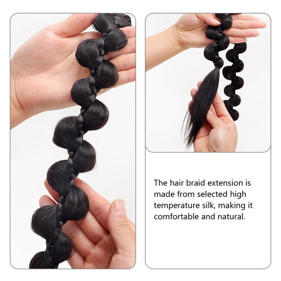 OUNONA Long Black Braided Ponytail Synthetic Hair Extension for Styling