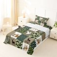 thumbnail image 5 of Manfei Cute Bear Patch Twin Sheets,Abstract Geometric Plaid Bedding,Green,3 Pieces,1 Fitted Sheet and 1 Pillowcase, 5 of 6