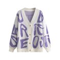 thumbnail image 3 of Letter Jacquard Sweater Cardigan Women 2023 Autumn And Winter New Women's Long Sleeve Sweater Outside Fuzzy Sweater Cardigan Women plus Size Women Sweaters 1950s Cardigan Pregnancy Sweaters for Women, 3 of 3