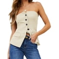 thumbnail image 2 of Cold Shoulder Women Slim Fit Button Tops, 2 of 3