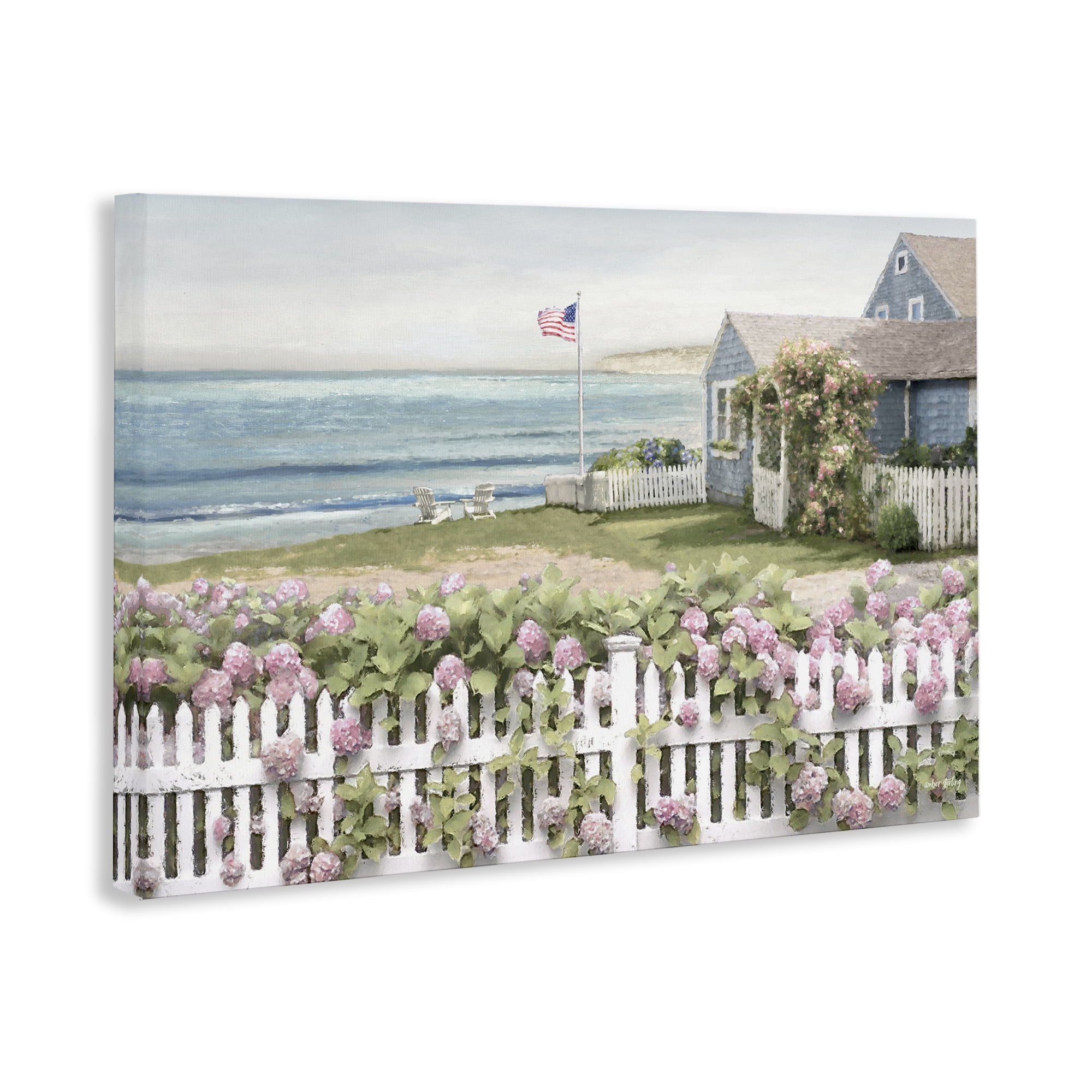Stupell Industries Coastal Bay Cottage Landscape & Nature Painting Wrapped Canvas Art Print Wall Art, 30 x 20