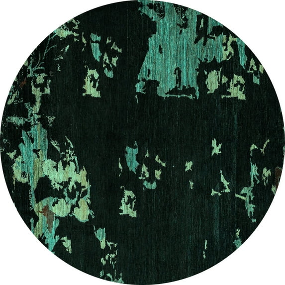 Ahgly Company Indoor Round Abstract Turquoise Blue Modern Area Rugs, 7' Round