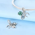 thumbnail image 3 of Lucky Four Leaf Clover Blue Eye Horseshoe Silver Plated Charm, 3 of 6