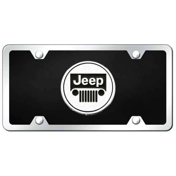 Jeep Logo License Plate Kit (Chrome on Black)