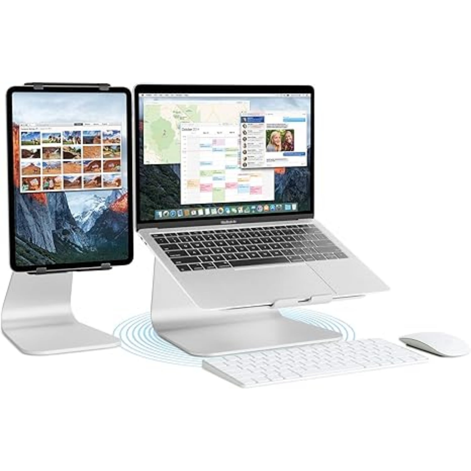 Laptop Stand with Swivel Base, Silver