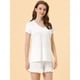 thumbnail image 2 of Pijamas de verano para mujer, camisetas y pantalones cortos de manga corta, conjuntos de salón para dormir blanco L, 2 of 5