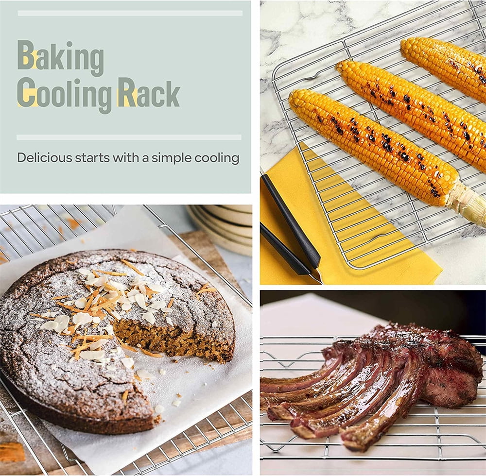 Cooling Baking Rack Set of 2, E-far Stainless Steel Grid Wire Rack for Oven  Roasting Cooking Bacon, 11.6” x 9.2” Grilling Broiling Racks for Cooling  Cookie Cake, Non-toxic & Dishwasher Safe 