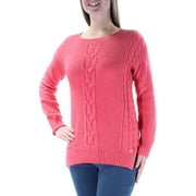 TOMMY HILFIGER WOMENS Coral Textured Speckle Jewel Neck Sweater Size M