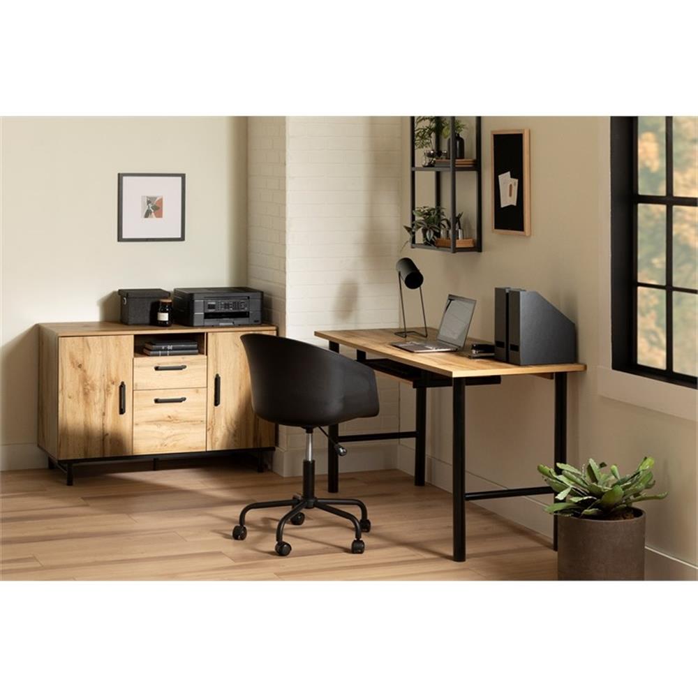 Pemberly Row Contemporary Desk with Keyboard Tray Nordik Oak