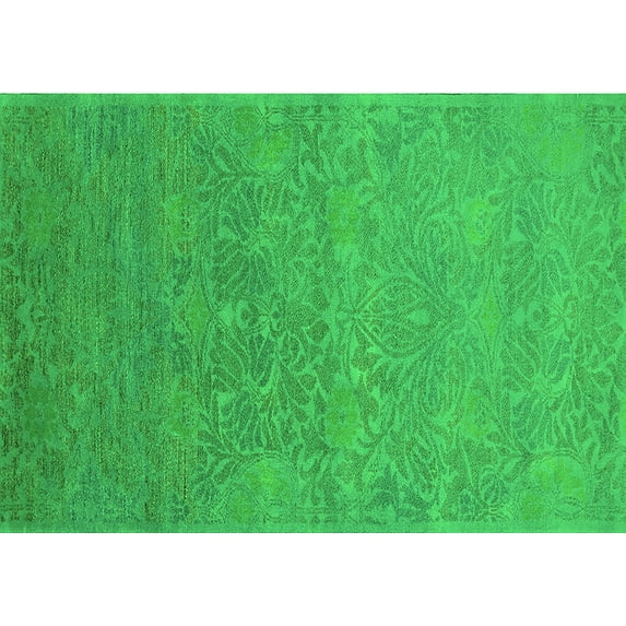 Ahgly Company Indoor Rectangle Oriental Green Industrial Area Rugs, 2' x 5'