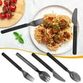 thumbnail image 3 of Tunhigl Thick Disposable Plastic Utensils Set - Individually Wrapped Cutlery for Restaurants, Bakeries & Desserts (Spoon, Fork, Knife) - Ink Gray Matte Finish Gray, 3 of 9
