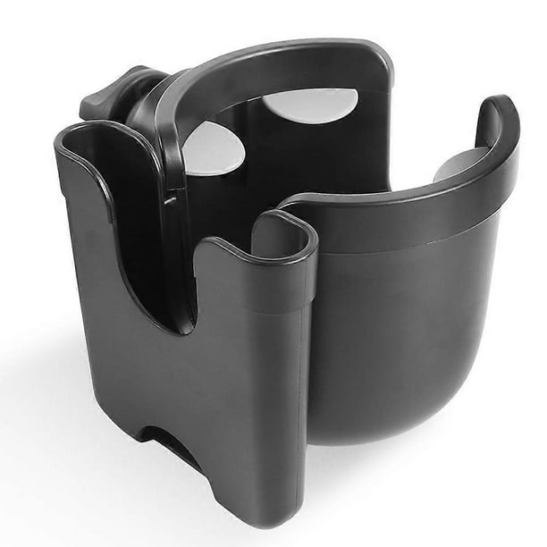 1 portavasos para cochecito con soporte para teléfono, portavasos para bicicleta, portavasos universal 2 en 1 para cochecito, bicicleta, silla de ruedas, andador, scooter, negro