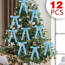 12pcs Velvet Christmas Tree Bows - Festive Holiday Wreath Bow Decorations for Home, Garland, Fireplace Mantel, Door & Party Supplies, Ribbon Bows with Soft Texture, 5.1*7.1in, Blue