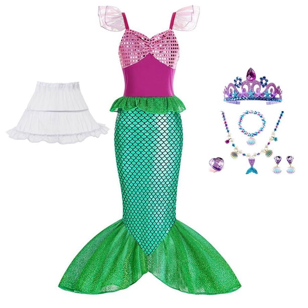 Disfraz de sirenita para niñas, vestido de princesa Ariel, Halloween, Carnaval, fiesta de cumpleaños, ropa de bebé zhangmengya unisex