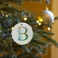 thumbnail image 7 of 3drose, Turquoise and Image of Gold Leafy Monogram Initial B, Circle Porcelain Ornament, 7 of 7