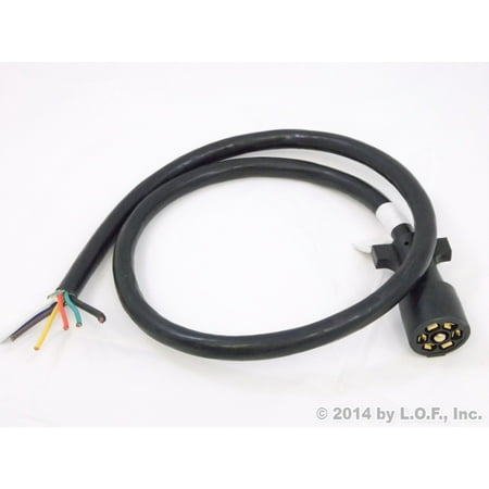 7 Pole Rv Blade Trailer 7 way rv blade molded plug trailer wire 4' feet replacement cable cord harness with premium double prong connector end ()