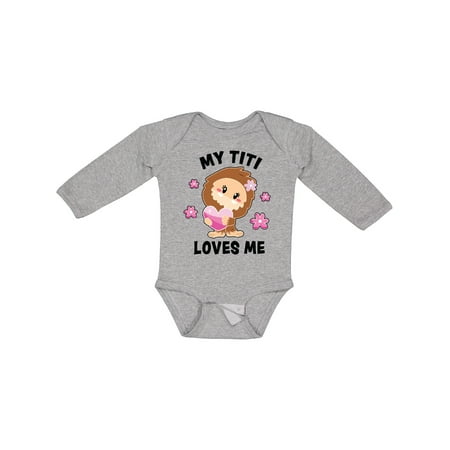 

Inktastic My Titi Loves Me with Bigfoot Gift Baby Girl Long Sleeve Bodysuit