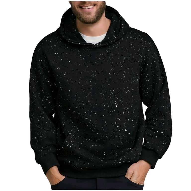 BXJX Men's Starry Sequin Hoodie with Pockets - Casual Fashion 2031