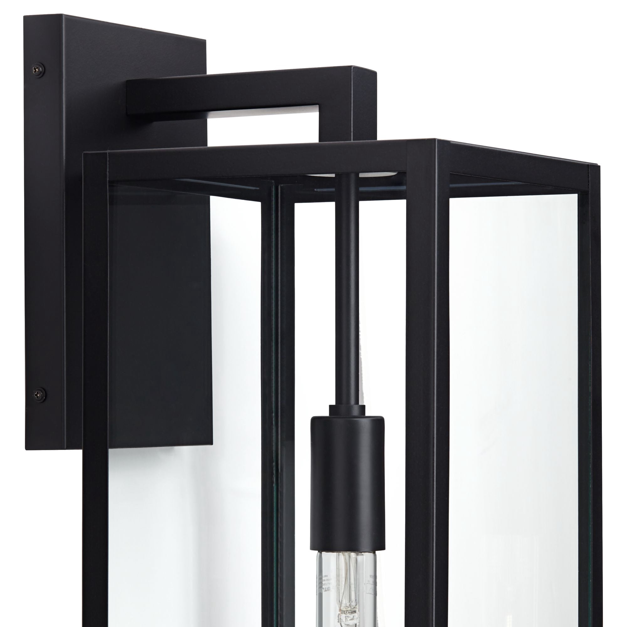 John Timberland Modern Industrial Outdoor Wall Light Fixture Mystic Black 27" Clear Glass Panels for Exterior Barn Deck House Porch Yard Patio Garage