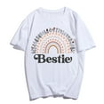 thumbnail image 2 of Bestie Shirt Best Friend Shirts Casual Wildflower Rainbow Graphics Shirt Short Sleeve Summer Tee Women Tops Gift White X-Large, 2 of 4