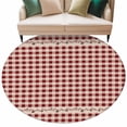 thumbnail image 2 of Farmhouse Berry Washable Round Area Rug 6 ft, Red Buffalo Plaid American Country Rustic, Soft Non Slip Rugs Stain Repellent Indoor Felt Carpet for Living Dining Room Bedroom Home Office, 2 of 9