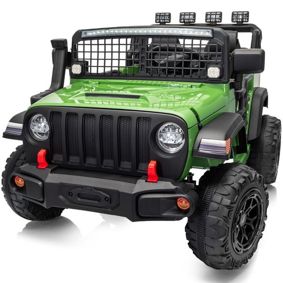 Hikiddo 24V 2 Seater Ride on Car, 4WD Electric Ride on Car Toy for Big Kids - Green