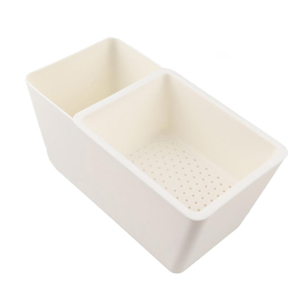 Organizador de almacenamiento de alimentos, escurridor de cocina, frutero desmontable de doble capa para refrigerios Blanco