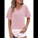 thumbnail image 1 of Blusas de Verano con Cuello en V para Mujer, Camisetas Extragrandes, Blusas de Corta para Mujer, Atuendos Informales Elegantes para el Trabajo. Rosa XXL, 1 of 8
