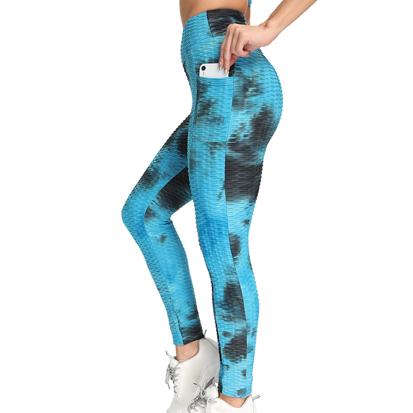 Tuscom yoga pants workout pants women leggings plus size pants dupesWomen's Tie-dye Pocket Breathable Hip Lifting Exercise Bubble Yoga Pants - Walmart.com