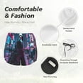 thumbnail image 6 of Lsque Neon Night Cityscape Printed Women's Running Shorts with Liner Pockets,Elastic Quick Dry Workout Athletic Gym Yoga Shorts,Womens High Waist Shorts-X-Large, 6 of 9