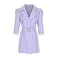 thumbnail image 4 of Fanxing Women's Casual Long Sleeve Lapel V Neck Blazer Dresses with Belt Mini Wrap Dresses 2025 Belted Ruched Business Work Office Blazer Dress Purple,XL Female, 4 of 8