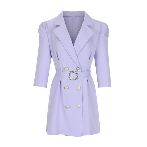 purple belted blazer dress Turn heads in this stunning purple belted dress, designed with structured shoulders and a sleek tailored fit that hugs in all the right places. , Perfect for the office, brunch, or an elevated evening