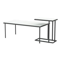 Dromara Metal 2-Piece Coffee Table Set, Gray and White