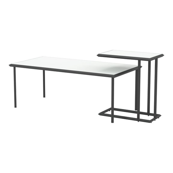 Dromara Metal 2-Piece Coffee Table Set, Gray and White